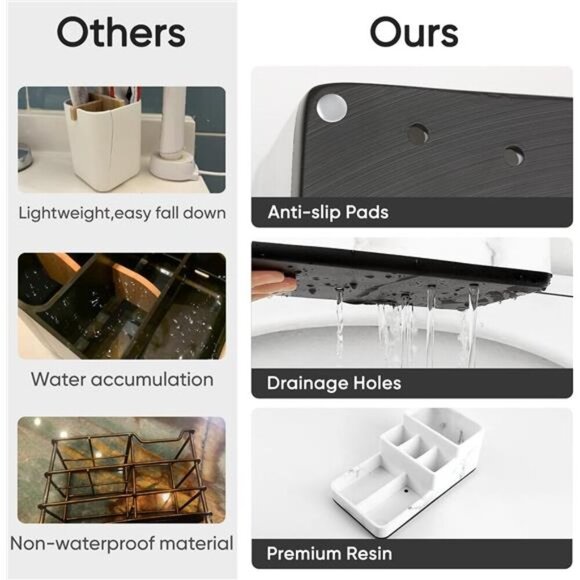 Toothbrush Holder Bathroom Organizer Countertop New 7 Slots Electric Tooth Brush - Picture 2 of 7